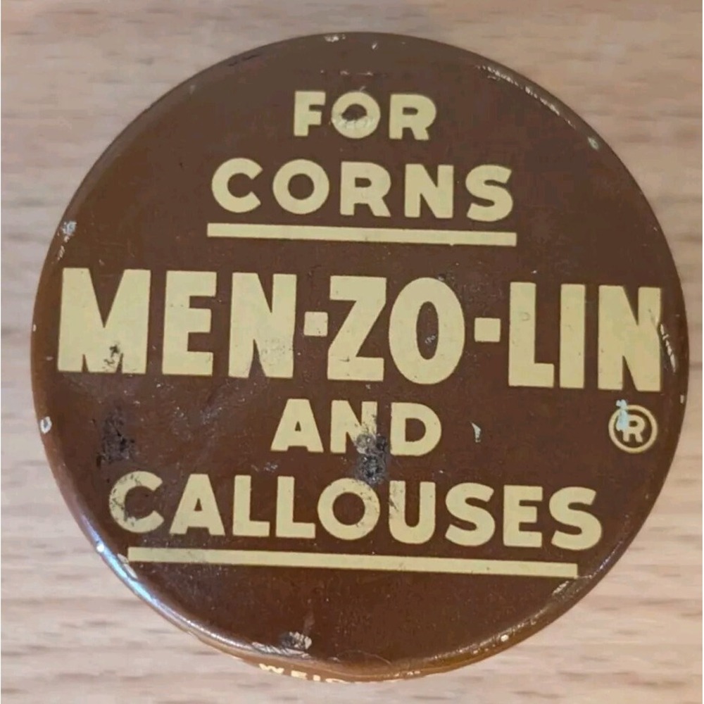 Vintage Old Advertising Medicine White Glass Jar Men-Zo-Lin Treatment Corns NY